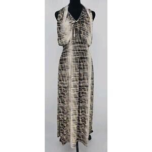 Seven Islands Maxi Dress 2X Black, White, G Metallic Gold Resort Wear Plus Size